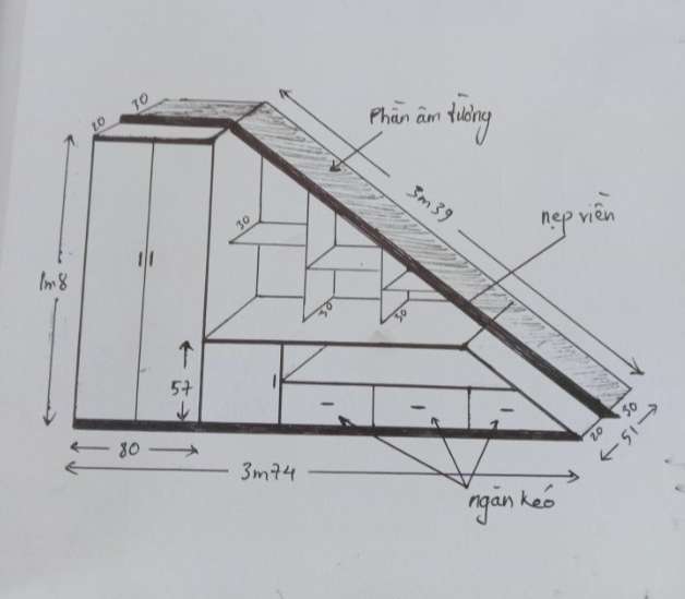 Kích thước kệ tivi dưới gầm cầu thang